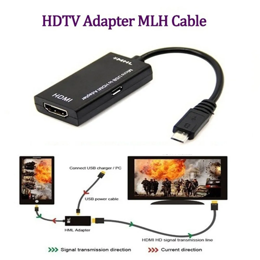 Micro USB к HDMI tv Out HD tv Соединительный кабель mhl