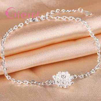 

Top Vendor 925 Sterling Silver Metal Chain Armband Bracelet For Women Flower Design Body Jewelry Mujer Friendship Bracelets Gift