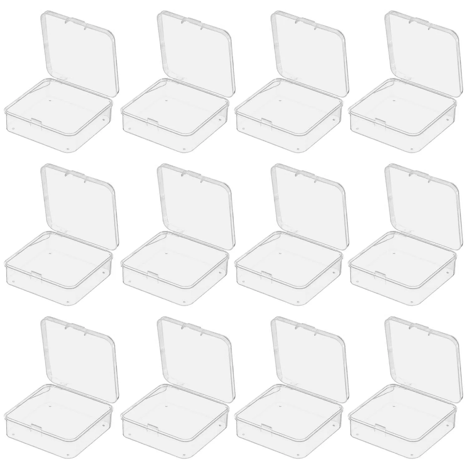 

Behogar 12pcs Empty Clear Plastic Storage Box Jar Case Containers with Lids for Cosmetics Tiny Bead Jewelry DIY Slime Making