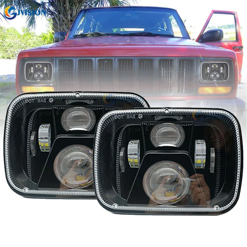 

55W 5x7'' DRL Rectangular Sealed Beam Led Headlight for Jeep wrangler YJ Cherokee XJ H6054 H5054 H6054LL 69822 6052 E046
