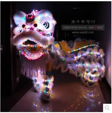 Высокое качество танец льва китайский танцевальный костюм льва Фошань шерсть модный светильник льва - Цвет: Белый