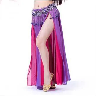 

good quality 2 Layers Split Belly Dance chiffon Skirt graceful nice stage show Skirts