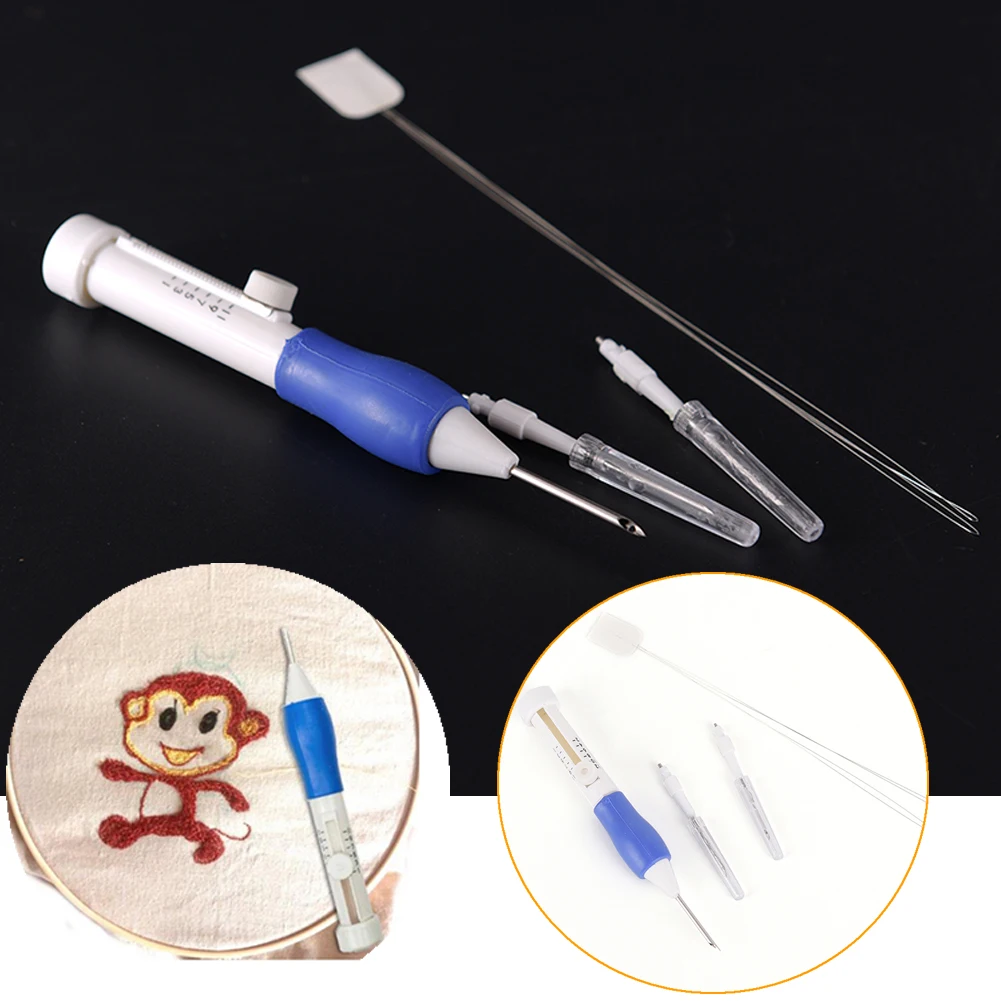 

Hot Pratical ABS Plastic DIY Crafts Magic Embroidery Pen Set DIY 3 Interchangeable Punch Needle Sewing Accessories