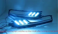 Osmrk СИД drl дневного света для Volkswagen Passat b7 движущихся желтый указатели поворота и синий Ночной свет для бега