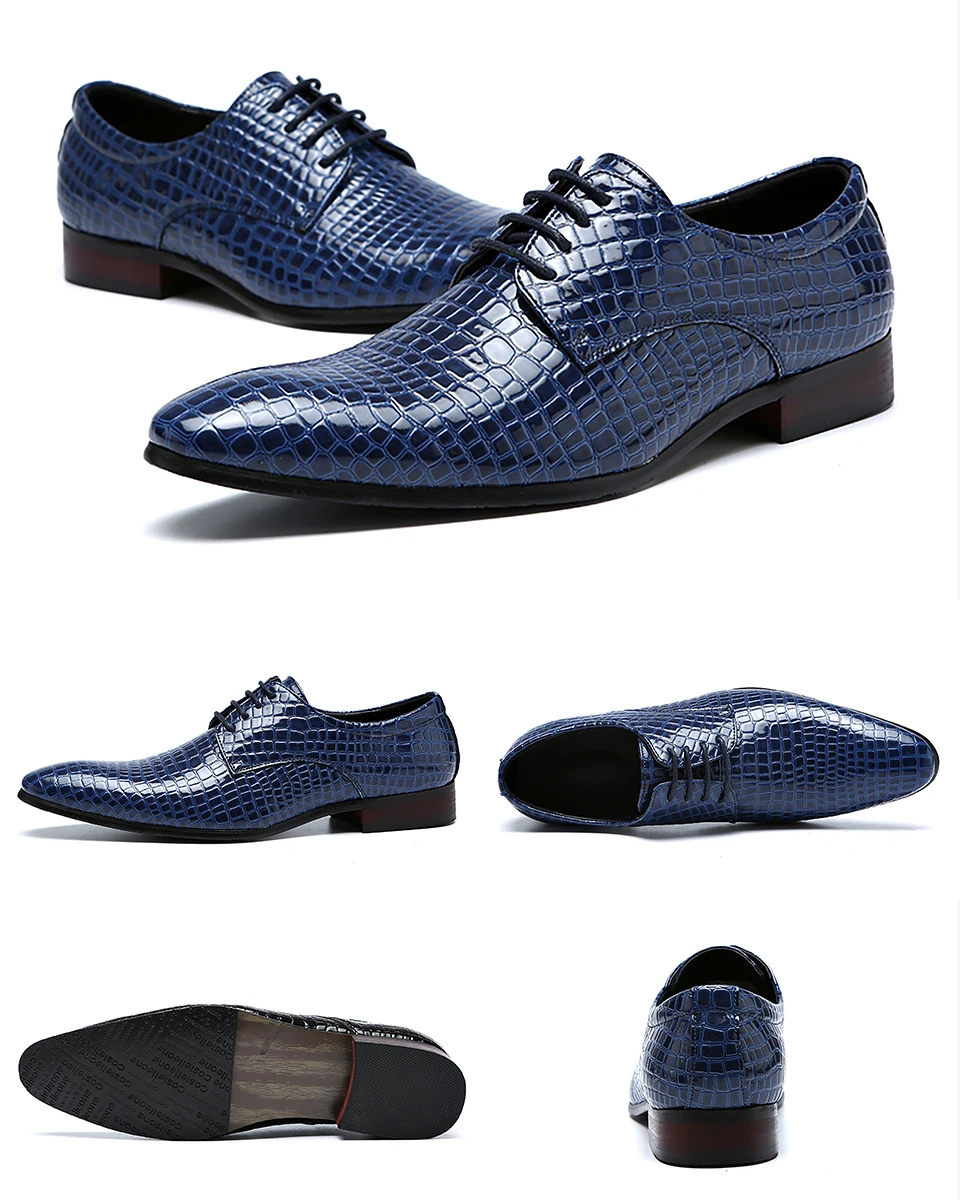 Мужские модельные туфли; Мужская официальная обувь; свадебные туфли с острым носком; модные оксфорды из крокодиловой кожи; деловая официальная обувь для мужчин; размер 48