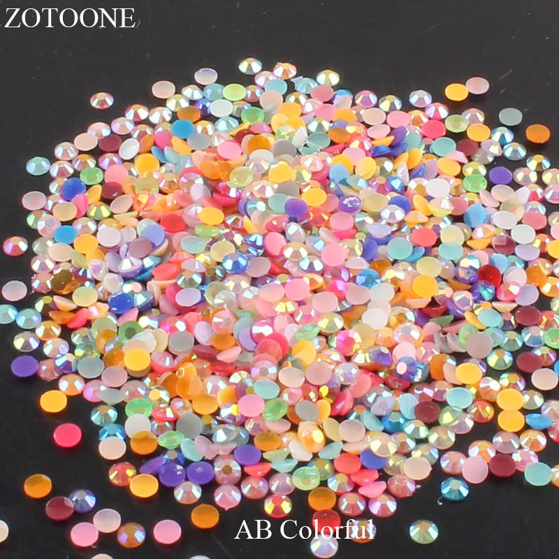 

ZOTOONE Multi Colors 1000pcs Flat Back Nail Art Resin Rhinestones Non HotFix Rhinestones For Nail Art Decorations Accessories