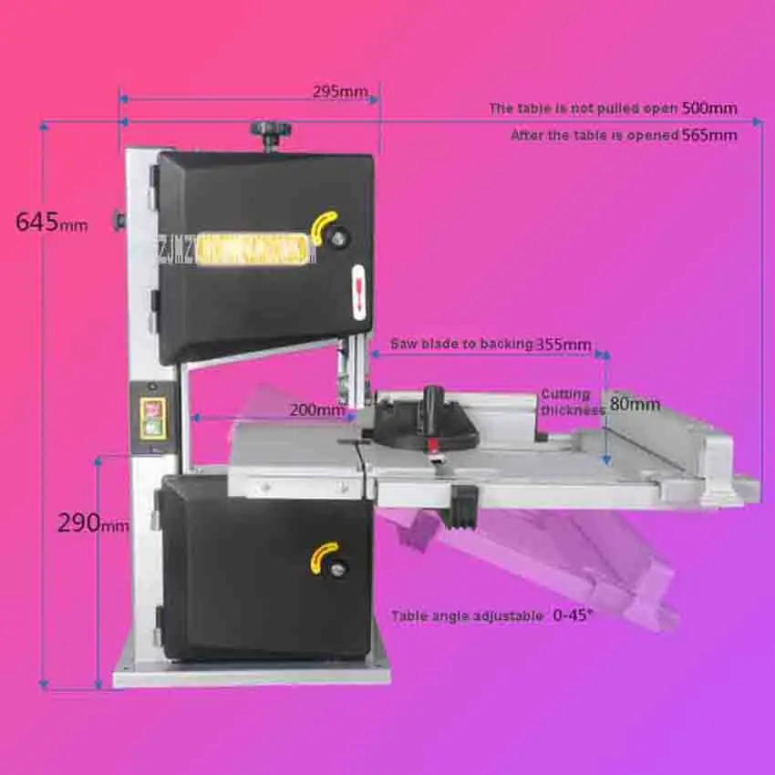 D9S 9 Inch Woodworking Band-Sawing Machine Wood Cutting Saw Blades Power Tools Household Mini Table Saws 220 V 500 W 15 m/s