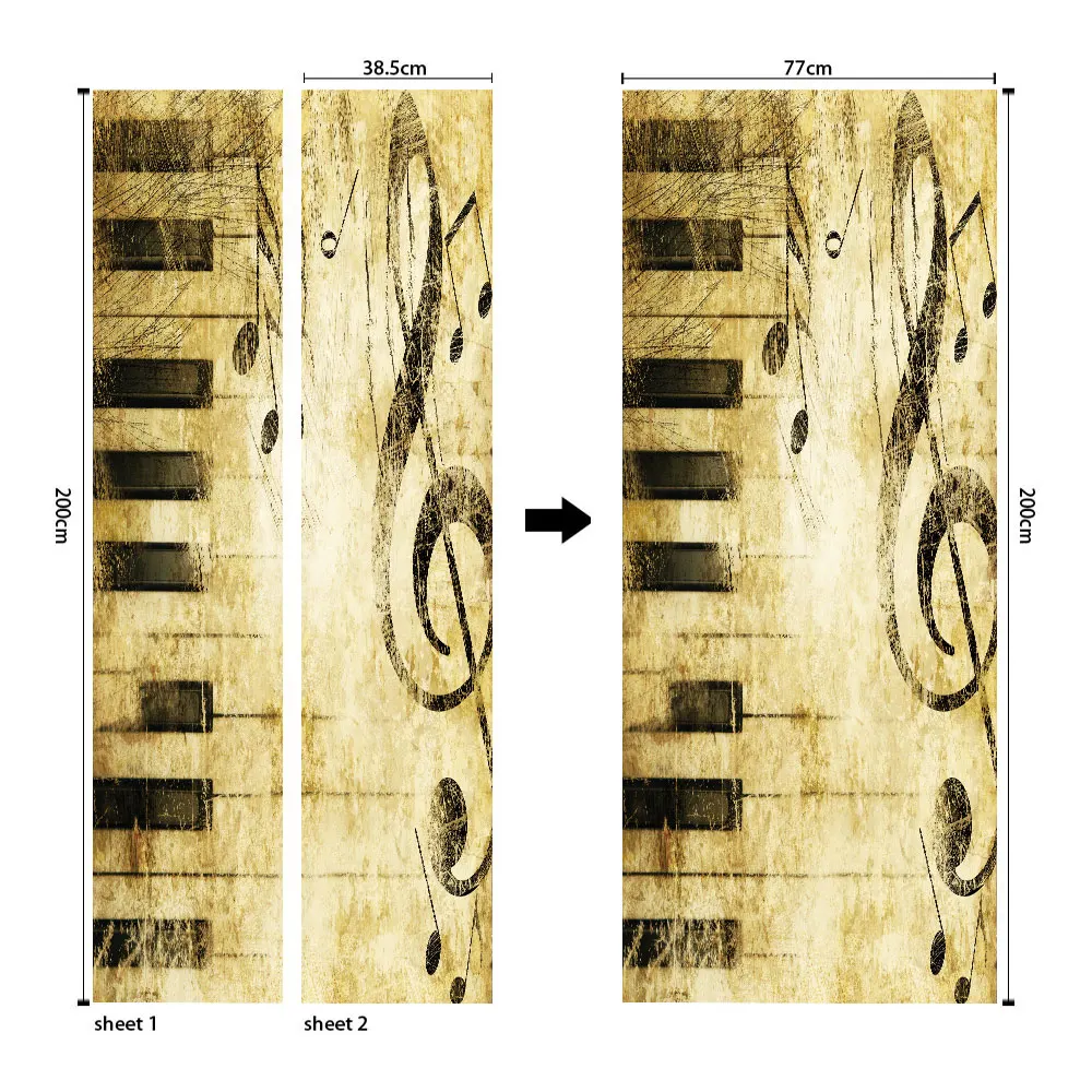 DIY черно-белые пианино ключи заметки двери наклейки ПВХ самоклеющиеся декоративные водонепроницаемые настенные наклейки фрески обои на дверь