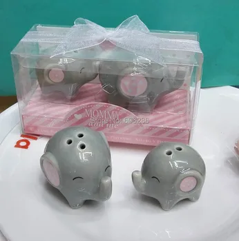 

Ywbeyond 60pcs( 30sets)/LOT Baby Shower Favors Little Peanut Ceramic Cruet set Wedding Favor Elephant Salt and Pepper Shakers