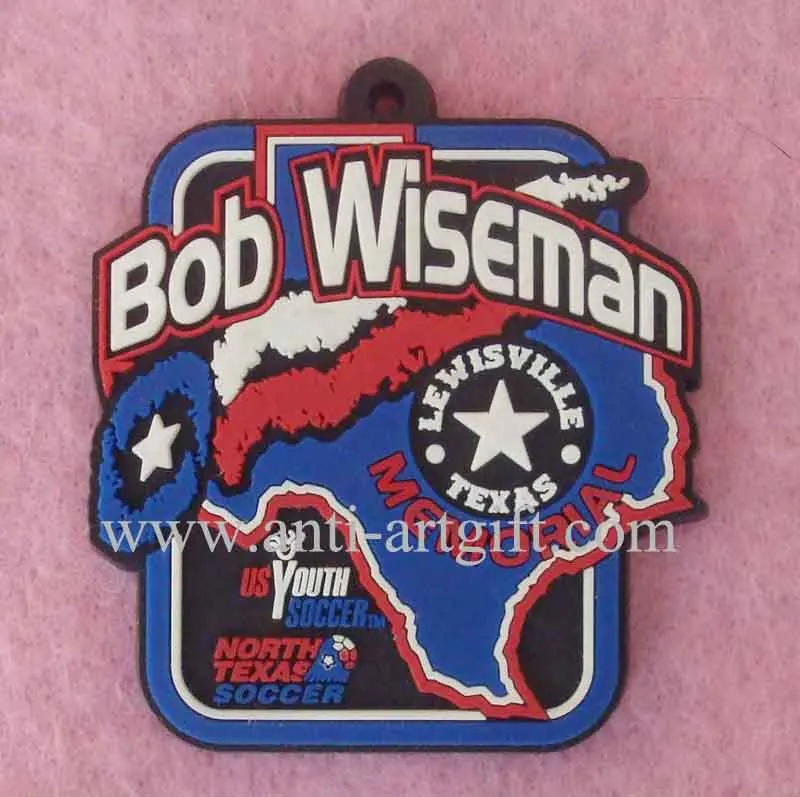 

Customized Soft enamel PVC football badge BOB Wiseman