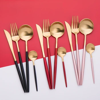 

Luxury Dinnerware Set Stainless Steel Plating Gold Blue Black Knife Fork Tableware Cutlery European Western Food Set 4pcs/3pcs