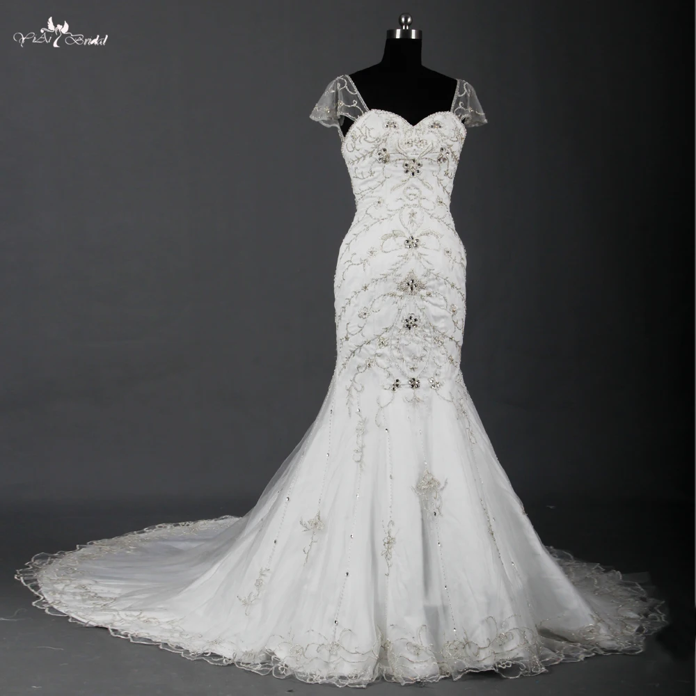 silver embroidered wedding dress