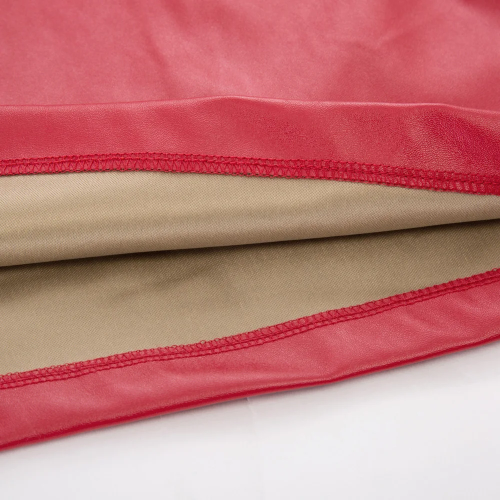 Черные/красные базовые женские юбки, женские юбки из искусственной кожи с оборками и эластичной резинкой на талии, сексуальные Облегающие юбки-карандаш faldas