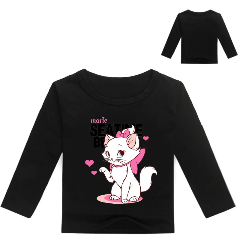 Z& Y/ г., для маленьких мальчиков 3-16 лет, плюшевый свитер с длинными рукавами с изображением кота, Мэри, аристокатов для маленьких девочек детская футболка, футболка с длинными рукавами для детей