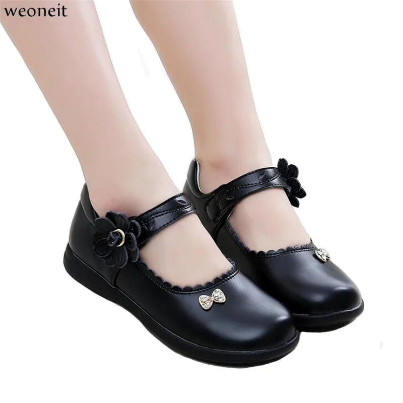 Weoneit/Новинка; детская кожаная обувь для девочек; 4 цвета; милые детские танцевальные туфли на плоской подошве для школьников; CN 26-37