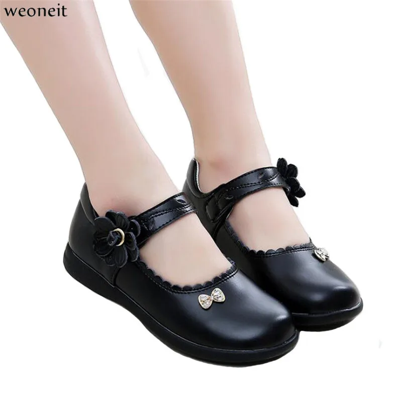 

Weoneit New Children Girls Leather Shoes For Girls 4 Colors Kids Lovely Flat Dancing Dress Shoes For School Students CN 26-37