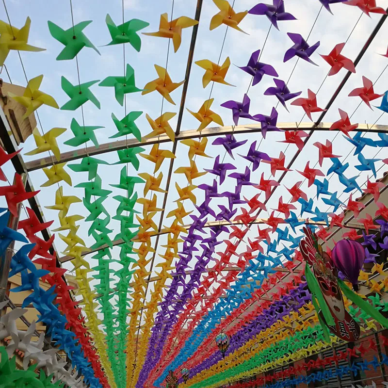 Best  100pcs + 30M Wire Rope + Fitting Waterproof Resistance Damage Plastic Windmill Toys Garden Lawn Par