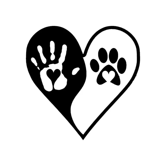 Download 16cm 16cm Fashion Heart Yin Yang Hand Dog Paws Print Vinyl Decals Car Sticker Black Silver Accessories S6 3856 Car Sticker Stickers Blackcar Decal Sticker Aliexpress