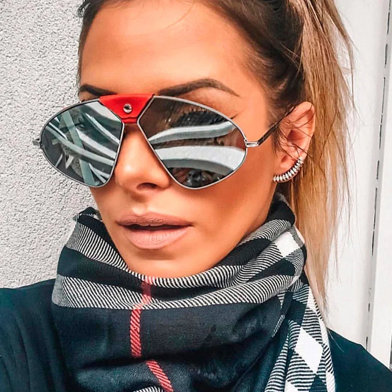 

High Quality Italy Brand Women's Polarized Sunglasses Men Luxury Leather Designer Oversized Pilot Sun Glasses For Female UV400