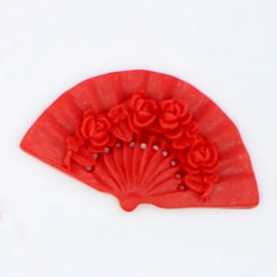12 штук смолы Камея розы японский веер Кабошоны с плоской задней поверхностью вентилятор Миниатюрный Рисунок для Набор сделай сам DIY, декоративный чехол для телефона - Цвет: Red