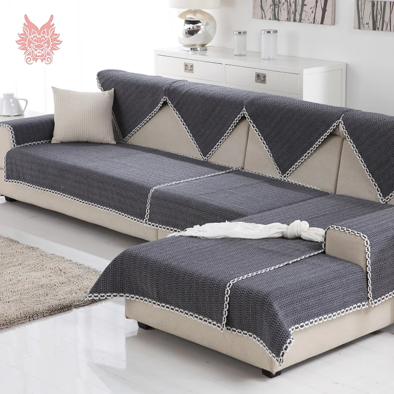 Modern style high grade denim blue sofa cover cotton linen slipcovers