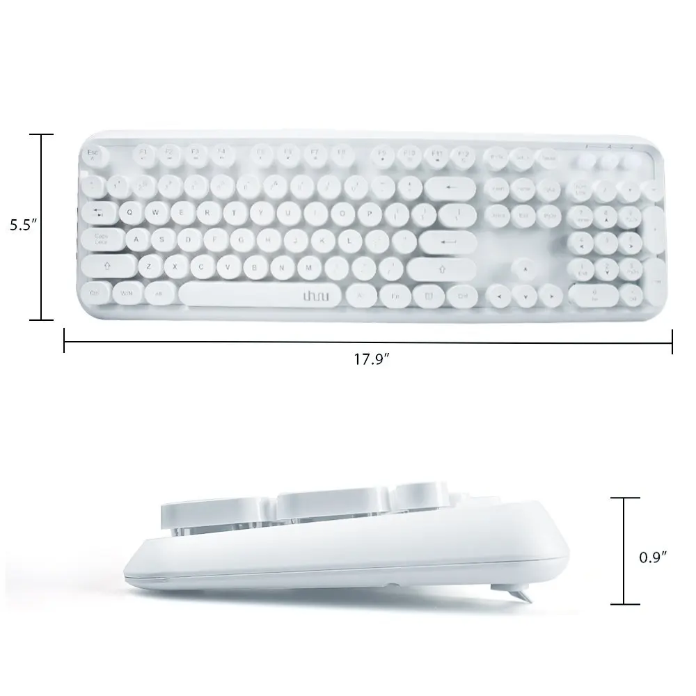 Uhru беспроводная клавиатура и мышь, комбинированная круглая клавиша, Офисная игровая клавиатура, 1600 dpi, мышь с usb-ключом для компьютера, ноутбука Mac