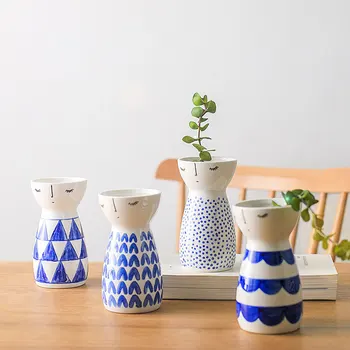 

The sleepy doll Vases Ceramic hand painted Tabletop Vase Home Decoration vase Fashion Modern vases japanese style low bone