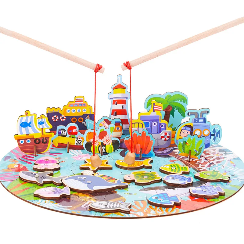 Детские игрушки, 3D головоломка, рыболовные игрушки для детей, многофункциональные сцены с морями фермы, магнитные рыболовные игры, детские развивающие игрушки