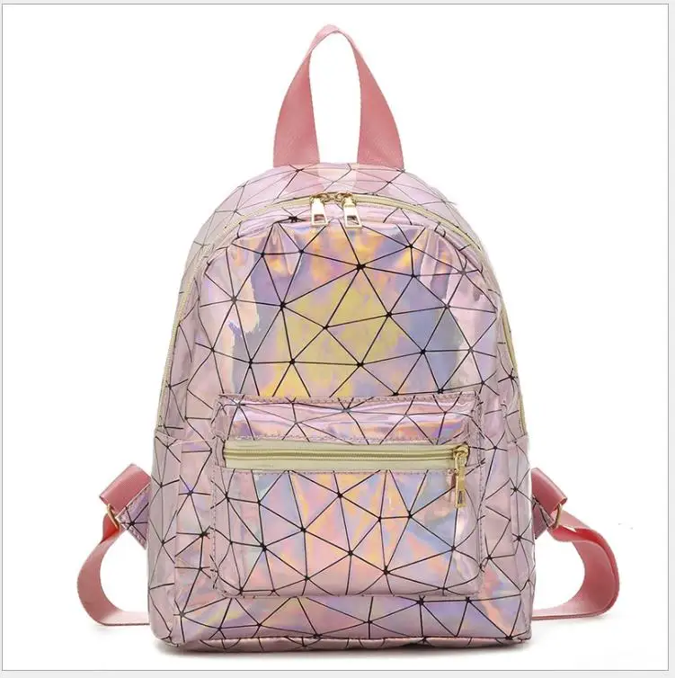

Women Small Hologram PU Leather Backpacks Girls Laser Daypacks Teenagers School Bag Pack Male Mini Holographic Mochilas