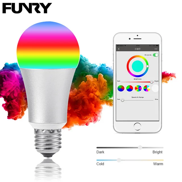 FUNRY WI FI лампа умный дом светодиодные лампы E27 5 W затемнения RGB Цвет изменение APP