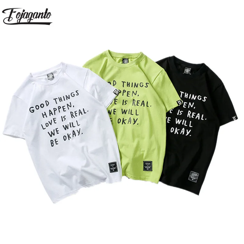 

FOJAGANTO Fashion Men T-Shirts Summer Brand High Quality Cotton Letter Printing Men's T Shirt Male T Shirts