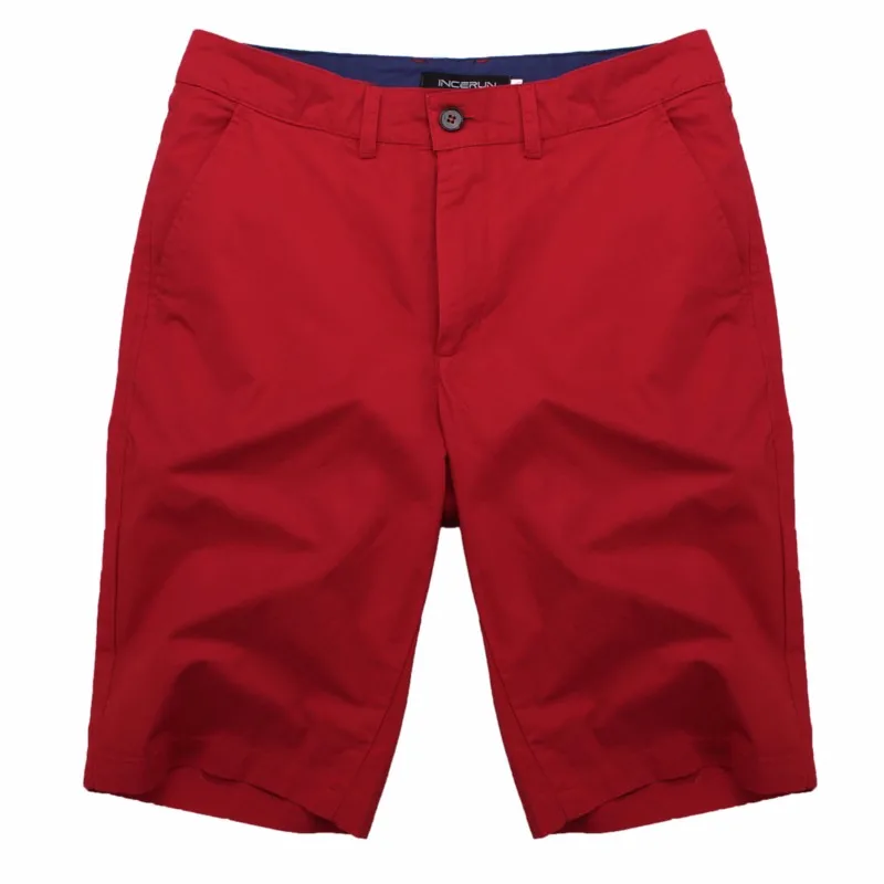 Летние повседневные шорты, Классические мужские модные хлопковые шорты до колена, брюки-чиносы, спортивные шорты, большой размер 44, мужские пляжные шорты - Цвет: Red