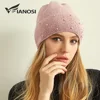 VIANOSI Knitted Winter Hat Women Thick Female Beanies Warm Cap Rhinestone Pearl Wool Hats for Women 2
