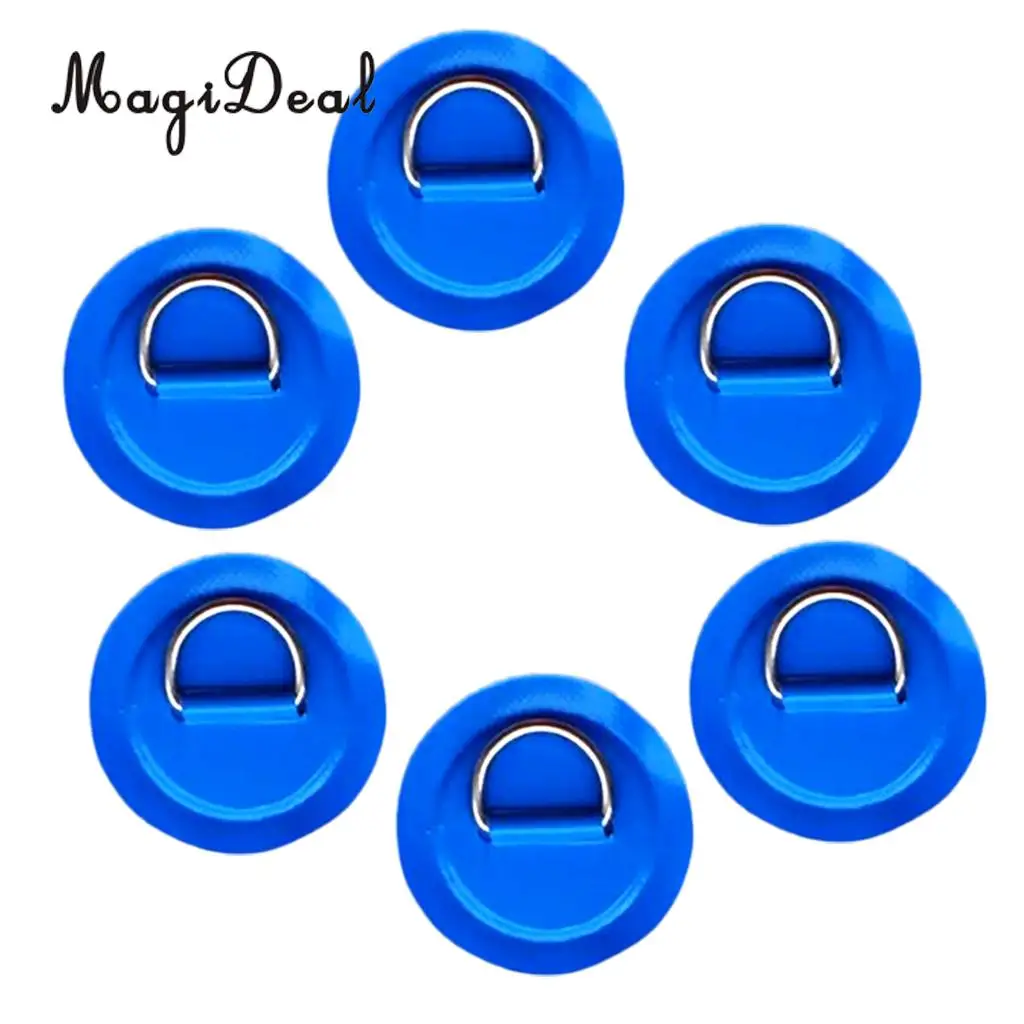 12Pcs 8cm 316 Stainless Steel D Ring Pad/Patch for PVC Inflatable Boat Raft Dinghy Canoe Kayak Surfboard Accessories Red+Blue