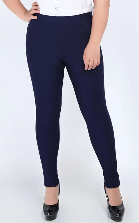 Женские брюки-карандаш больших размеров 5XL 6XL, Капри с высокой эластичной талией, флисовые Стрейчевые сплайсированные офисные формальные повседневные брюки, женские брюки - Цвет: DARK BLUE