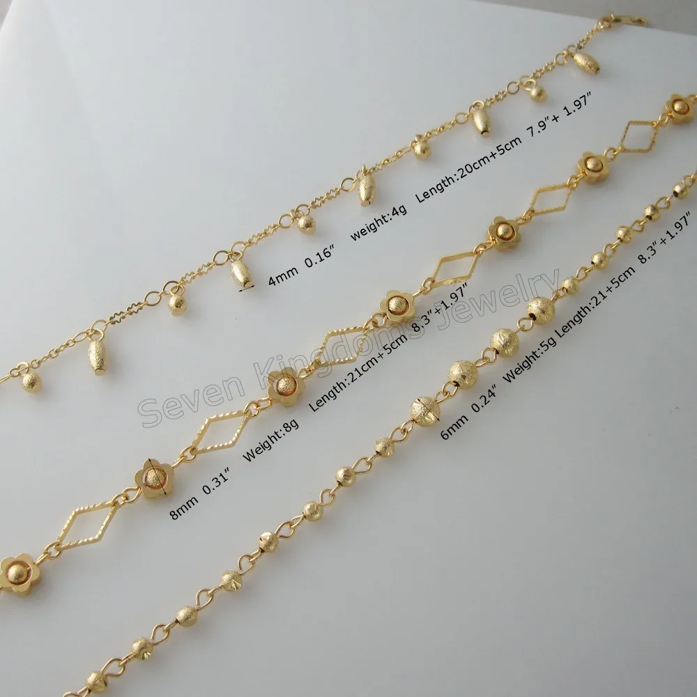 

MIN ORDER 10$ /CAN MIX DESIGN /NEW - YELLOW GOLD SOLID GP FILLED BRASS ANKLET BRACELET THREE STYLES AVAILABLE SCRUB PARTS
