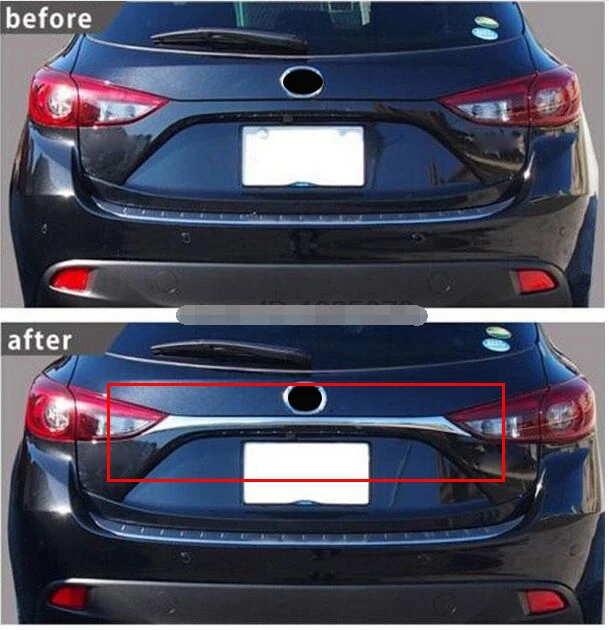 

HOT ACCESSORIES FIT FOR MAZDA 3 AXELA 2014-2016 HATCHBACK CHROME REAR BOOT DOOR TRUNK LID COVER GARNISH TAILGATE TRIM MOLDING