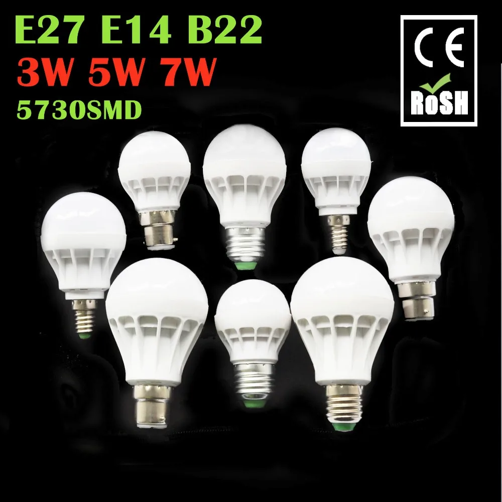 

High Power E27 E14 Led Bulb 5730SMD 3W 5W 7W LED Lamp, 220V Light Bulb For Home Led Spotlight Lamps