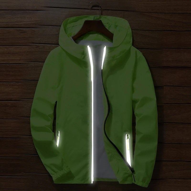 Мужская ветровка, мужская Тонкая куртка на молнии, осенняя спортивная куртка для велоспорта, водонепроницаемая куртка с капюшоном, спортивная одежда