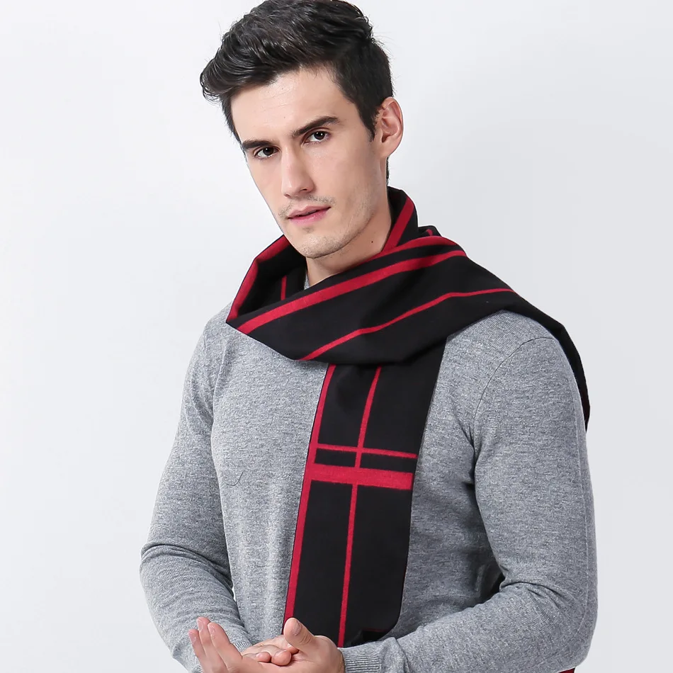 MENGLINXI брендовый Дизайнерский полосатый шарф, мужские кашемировые шарфы, зимний теплый роскошный шарф, мужской деловой шарф