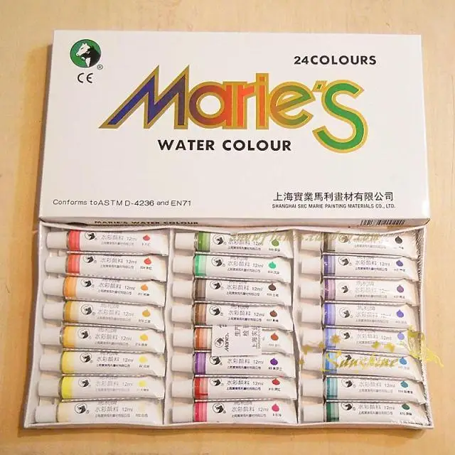 

Marie's Mali brand aluminum tube 24 color set watercolor paint material 12ml large capacity boxed