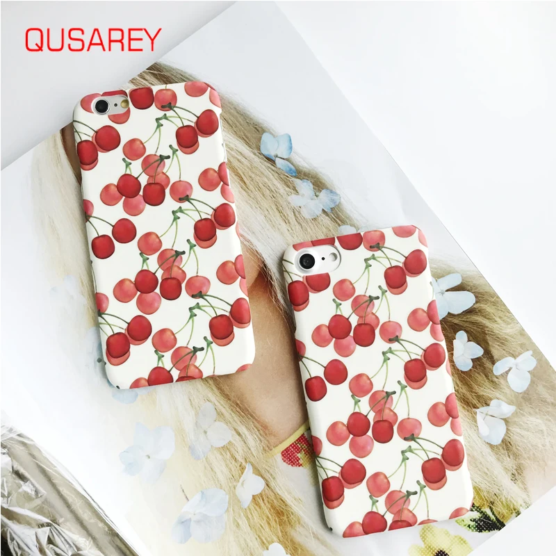 QUSAREY Cherry Fruits Print Phone Case Hard Back Phone Case Cover for