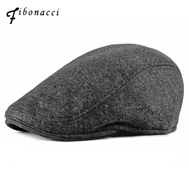 

Fibonacci 2018 New High Quality Retro Berets Men Knitting Wool Mixing Cabbie Flat Cap Hats Plus Velvet Warm Winter Newsboy Caps