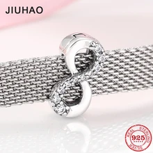 Модный 925 пробы Серебряный сверкающий символ бесконечности, символ любви, клипсы, бусины, подходят к оригинальному отражению, браслет, изготовление ювелирных изделий