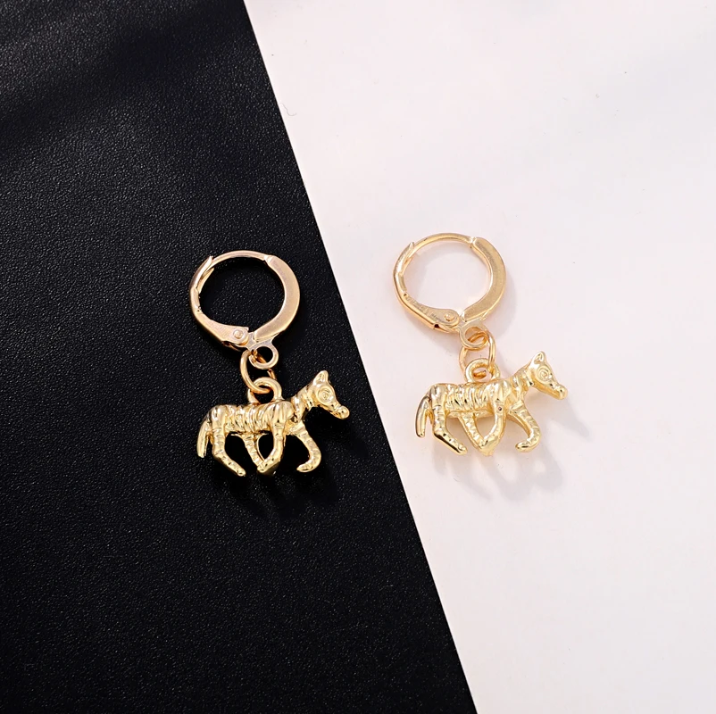European Vintage Gold Silver Minimalist Zebra Hoop Earrings Punk Female Earring Women Men Jewelry Statement Metal Earrings (8)