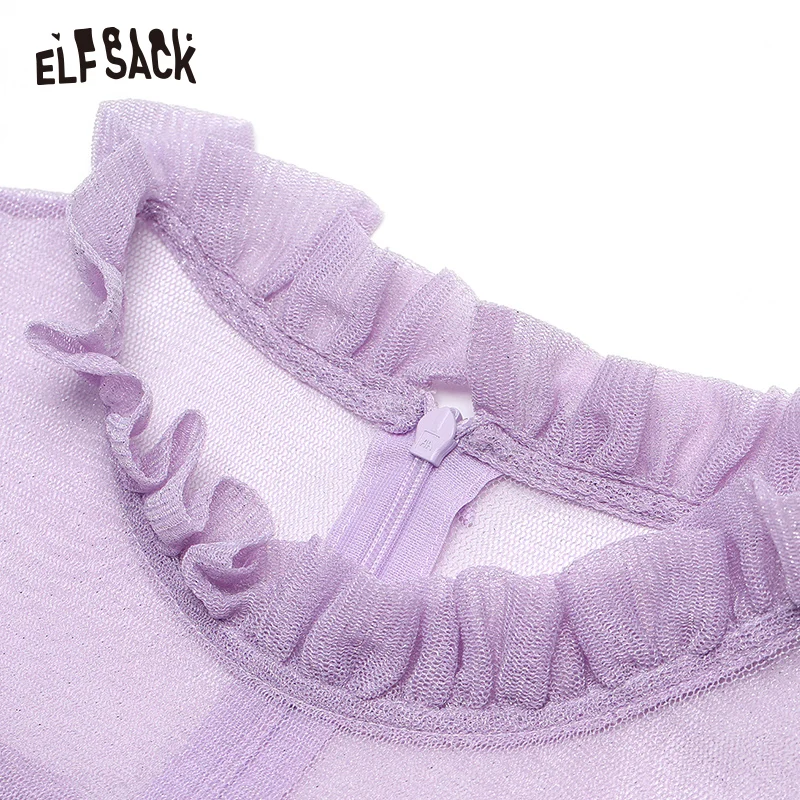 ELFSACK, летние милые однотонные женские блузки, модные сексуальные женские топы с рукавом-бабочкой, новинка, элегантная женская одежда