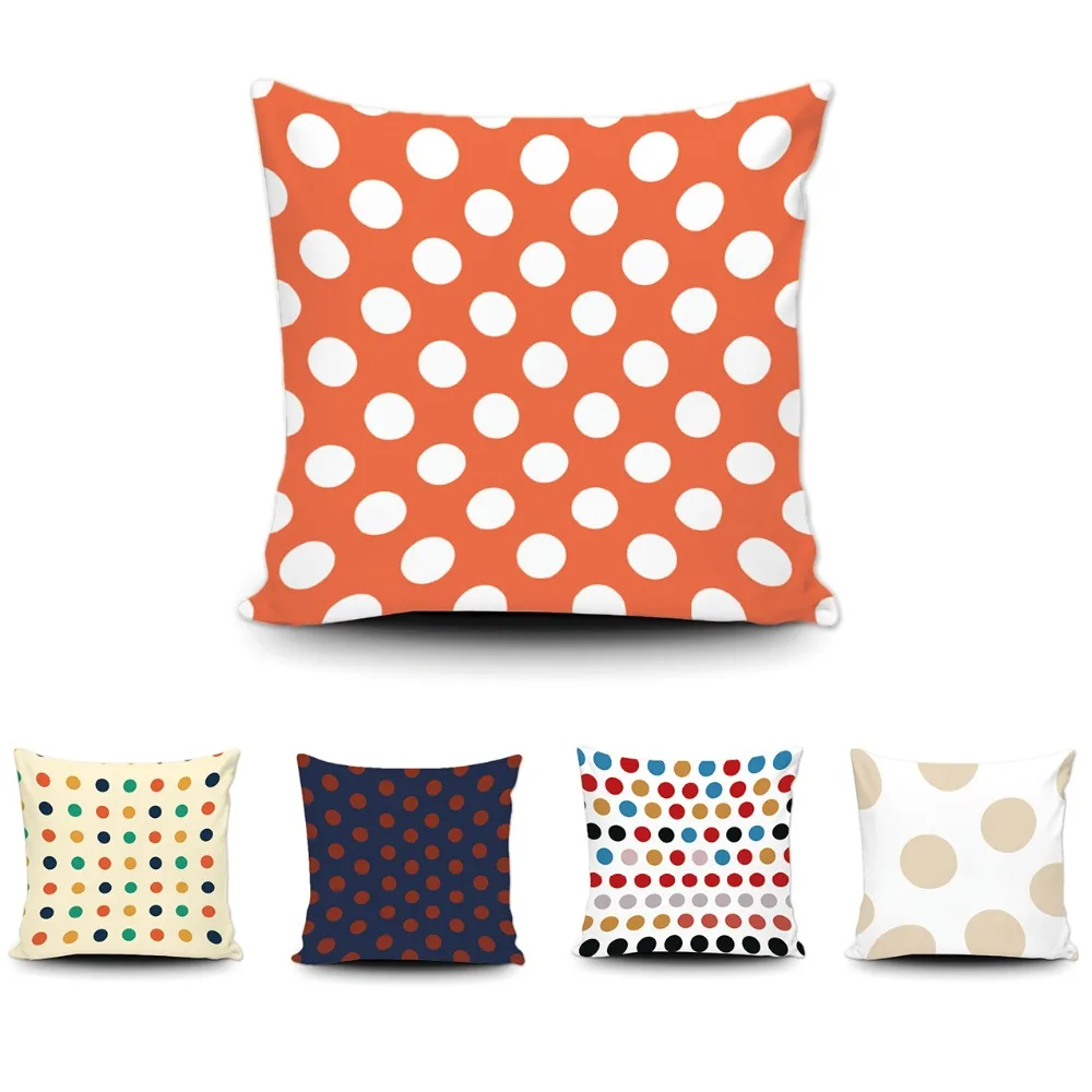 

Fashion Geometric Decorative Blue Red Dot Pattern Throw Pillow Case Cotton Cushion Cover Creative Decoration For Sofa Car Covers