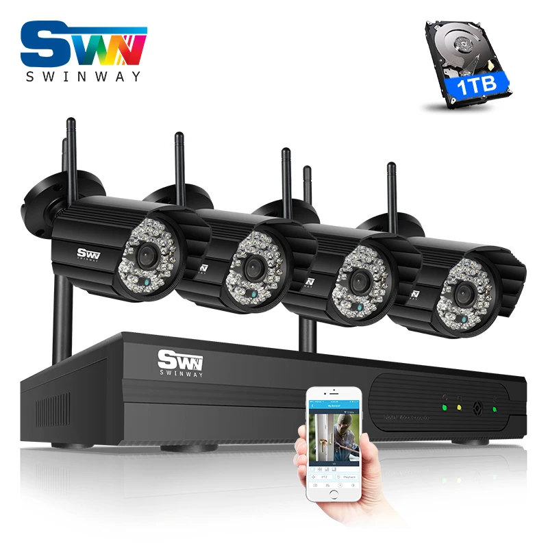 Plug And Play P2P 960P HD Outdoor+Indoor IR WIFI Security Camera System
