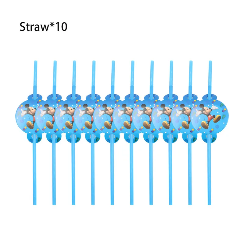 Микки Маус с днем рождения украшения одноразовые столовые приборы чашка тарелка соломенные салфетки мальчик синие вечерние принадлежности детский душ