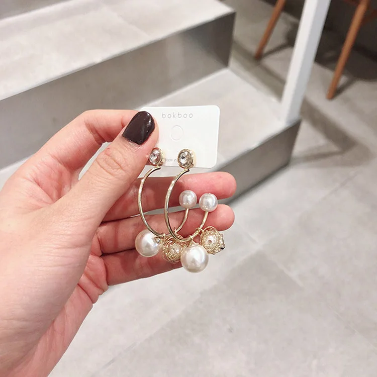 

Half Circle Dangle Earrings for Women Gold Color Imitation Pearls Earring Female 2019 New Design Fashion Jewelry Girls Gift